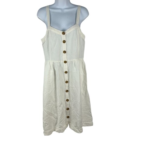 Loft Womens Button-Front White Dress Size 6 Linen & Viscose Blend - Picture 1 of 6